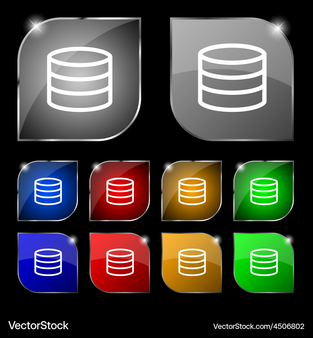 Hard disk and database icon sign set of ten Vector Image