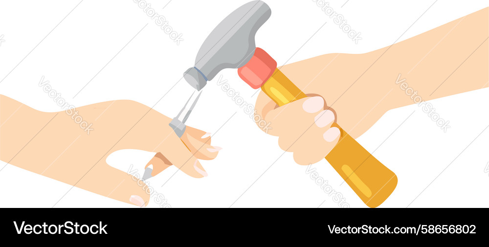 Man Using Claw Hammer for Repair Vector Image