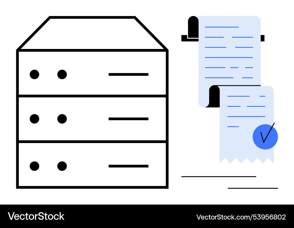 Server files and data management with document Server files and data management with document Vector Image
