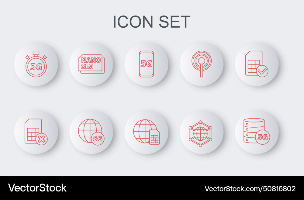 Set line server 5g network sim card rejected Set line server 5g network sim card rejected vector image