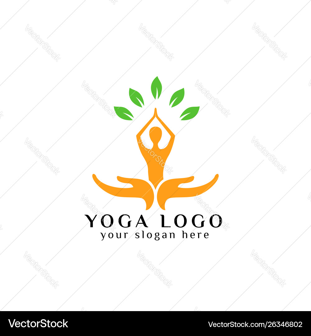 Yoga logo design stock human meditation with hand vector image