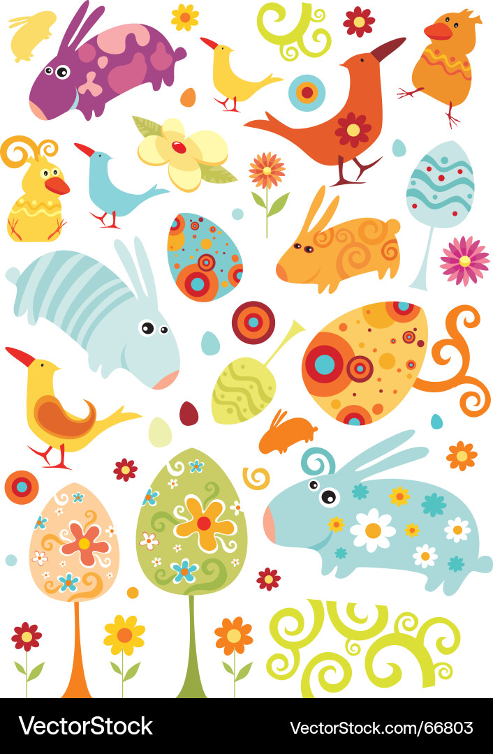 Adorable Easter Animal Collection vector image