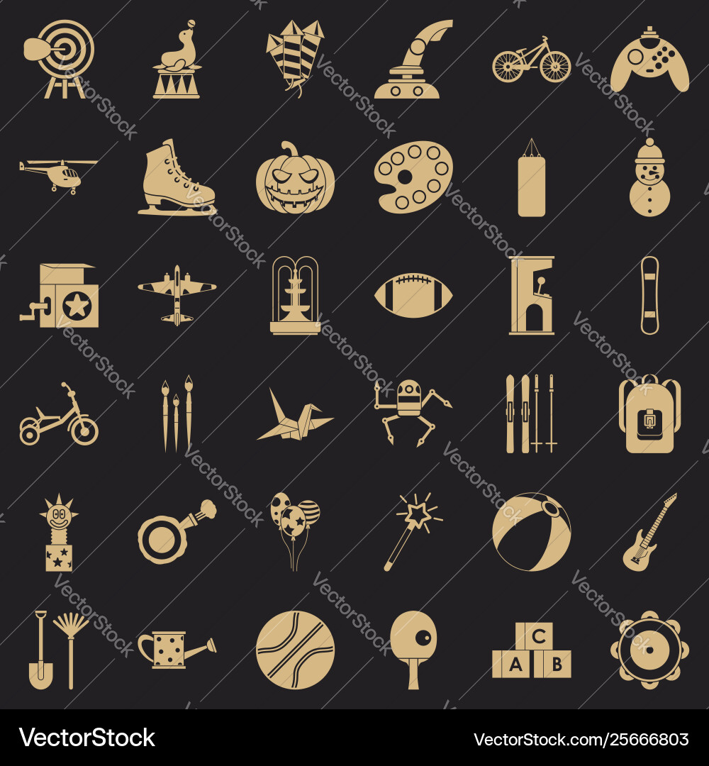 Child activity icons set simple style Vector Image