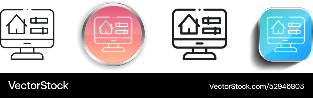 Computer icon thin linear regular and button Computer icon thin linear regular and button Vector Image