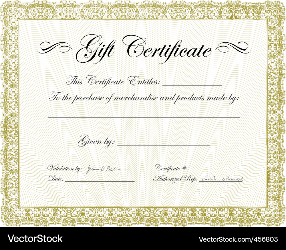 Gold Gift Certificate Template Royalty Free Vector Image