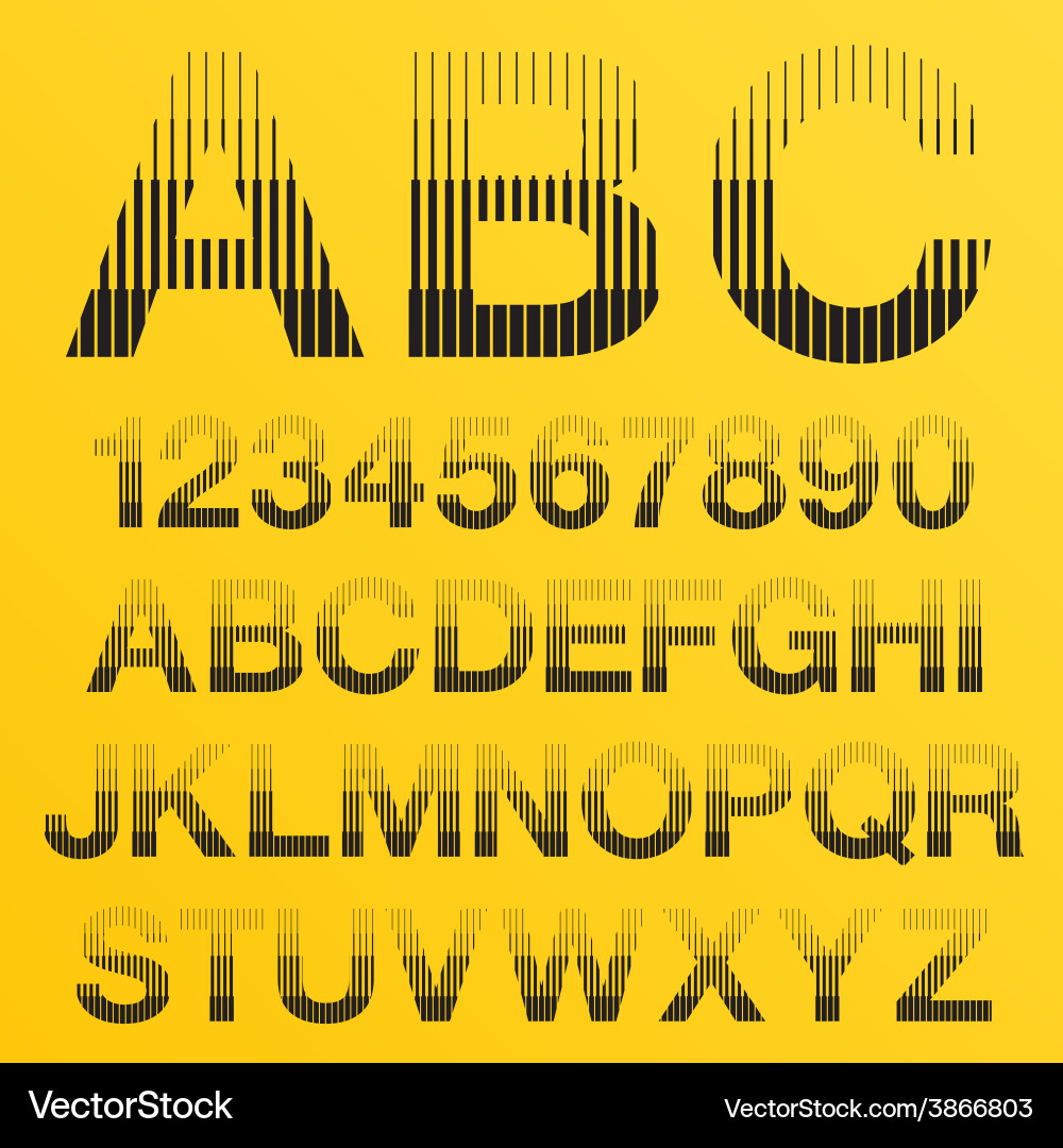 Halftone lines alphabet letters Vector Image