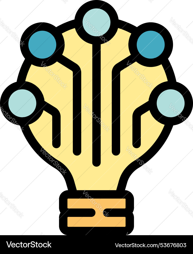 Light bulb connecting circuit board points Light bulb connecting circuit board points vector image
