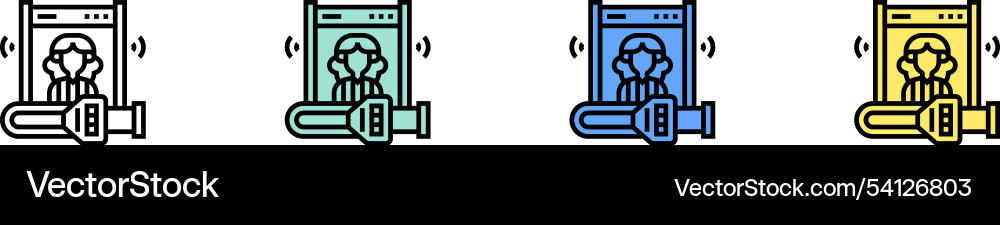 Metalldetektor-Ikone grün blau und gelb Metalldetektor-Ikone grün blau und gelb vektorbild