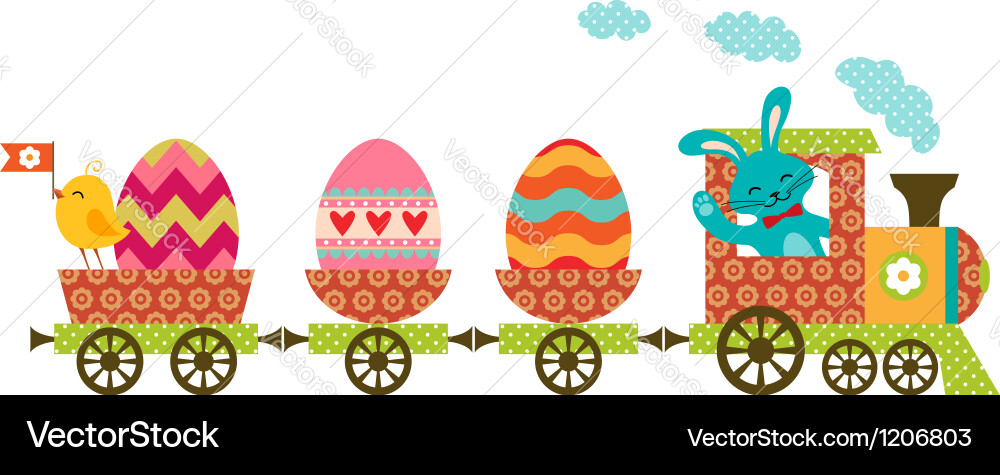 Patchwork Easter Train vector image