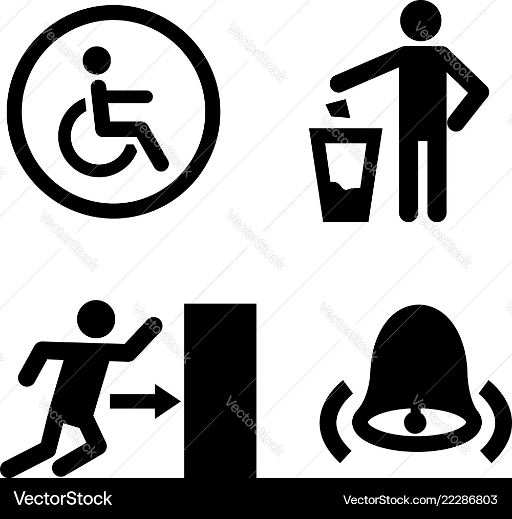 Public spaces signals format icon set vector image