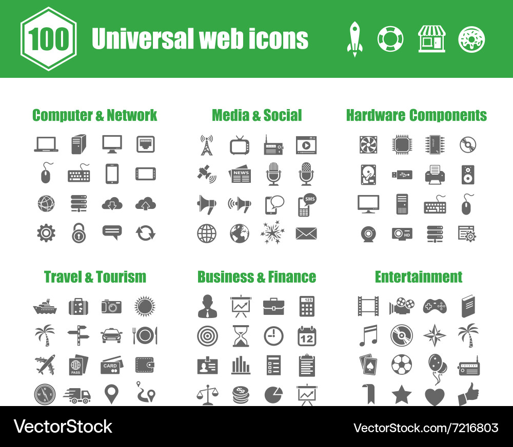 Web & Network Icons vector image