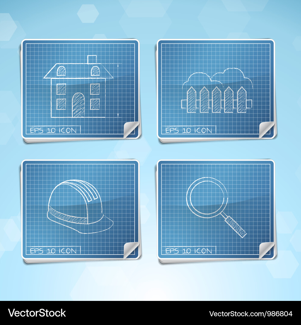 Blueprint Icon Set - Construction Vector Image