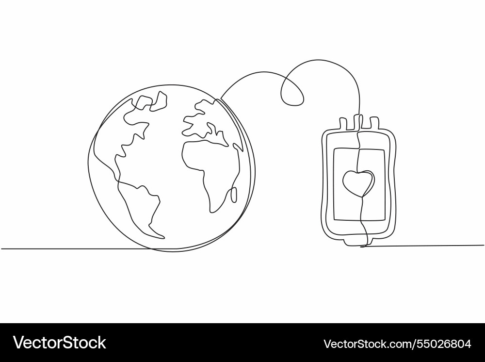 Continuous one line drawing globe connected Continuous one line drawing globe connected vector image