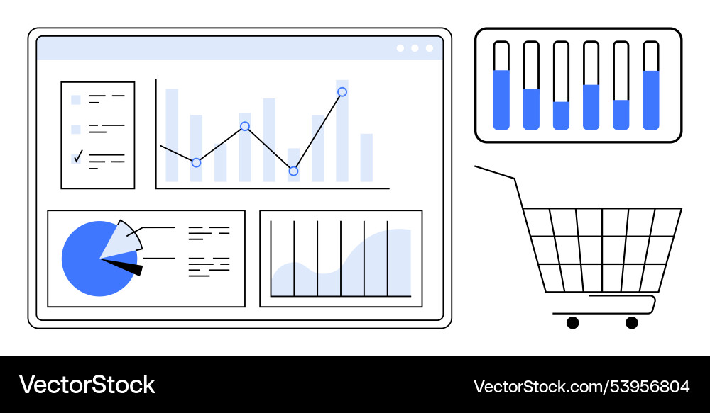 Data analytics for e-commerce with charts Data analytics for e-commerce with charts vector image