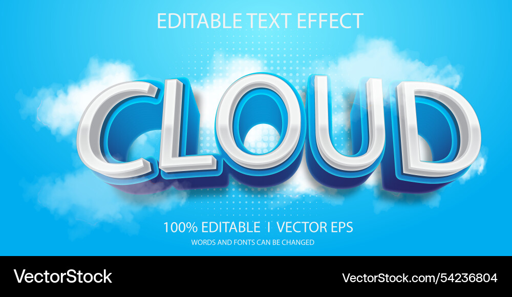 Editable cloud 3d text effect with modern style Editable cloud 3d text effect with modern style vector image