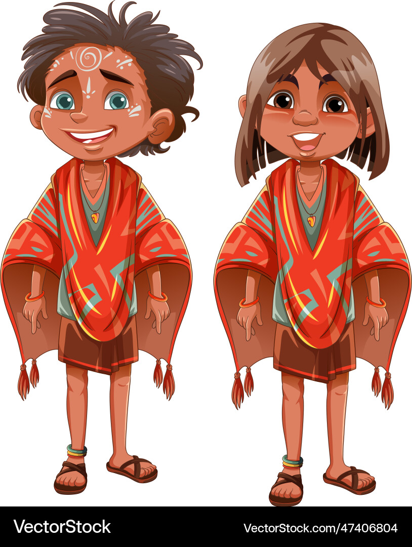 Indigenous kids cartoon character Indigenous kids cartoon character vector image