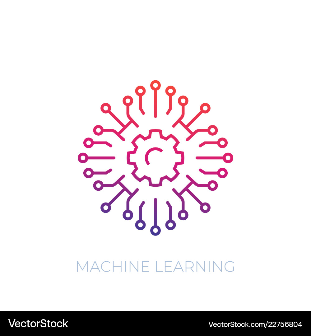 Machine learning icon linear Machine learning icon linear vector image