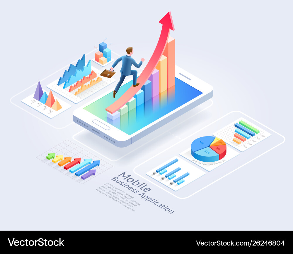 Mobile business applications website ui design Mobile business applications website ui design vector image