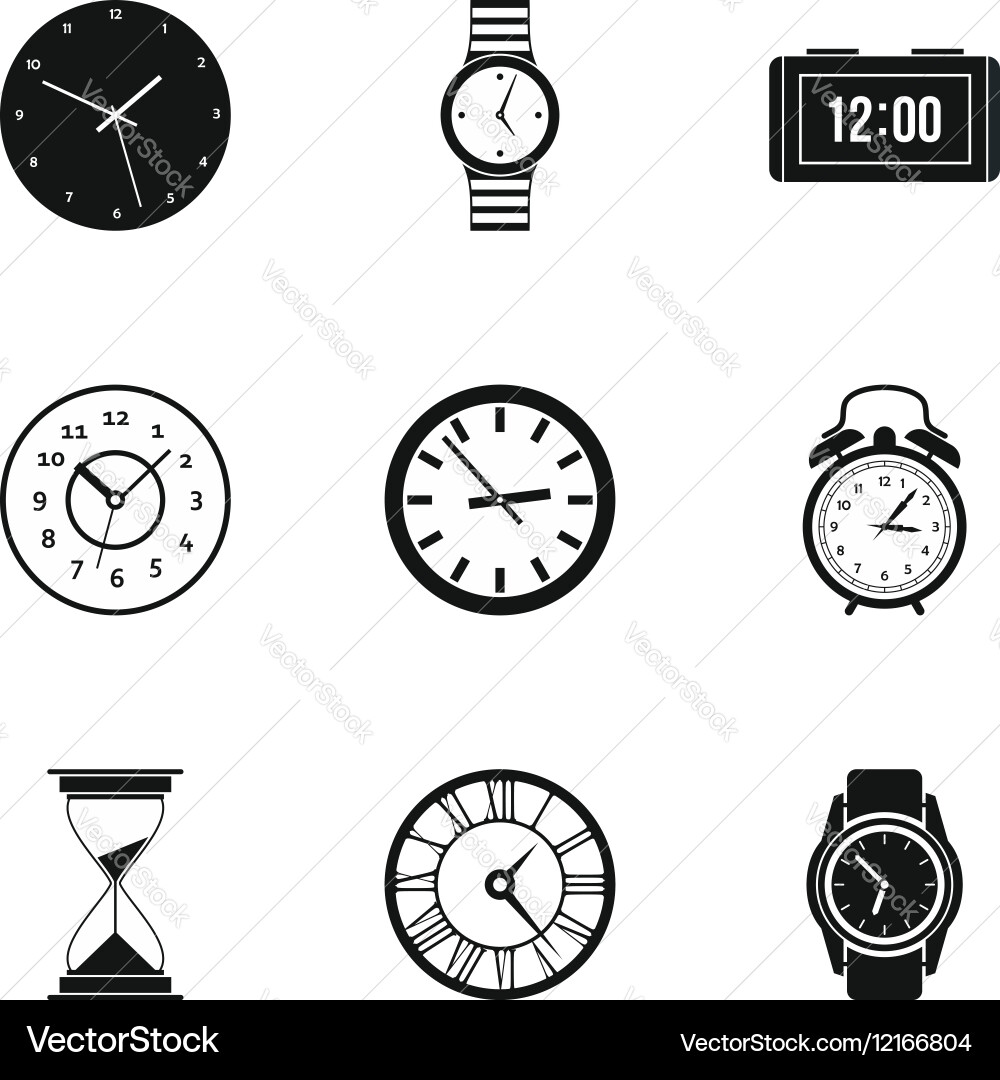 Time dimension icons set simple style vector image