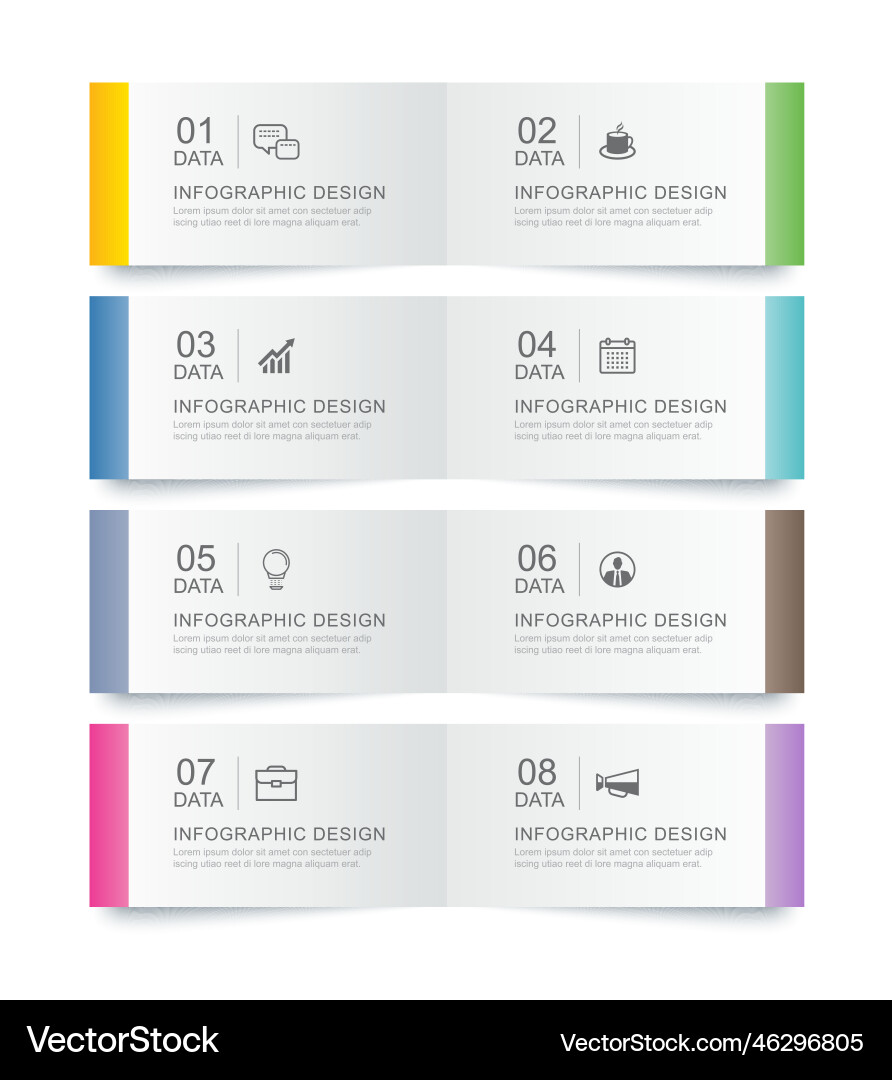 8 data infographics tab paper index template 8 data infographics tab paper index template vector image