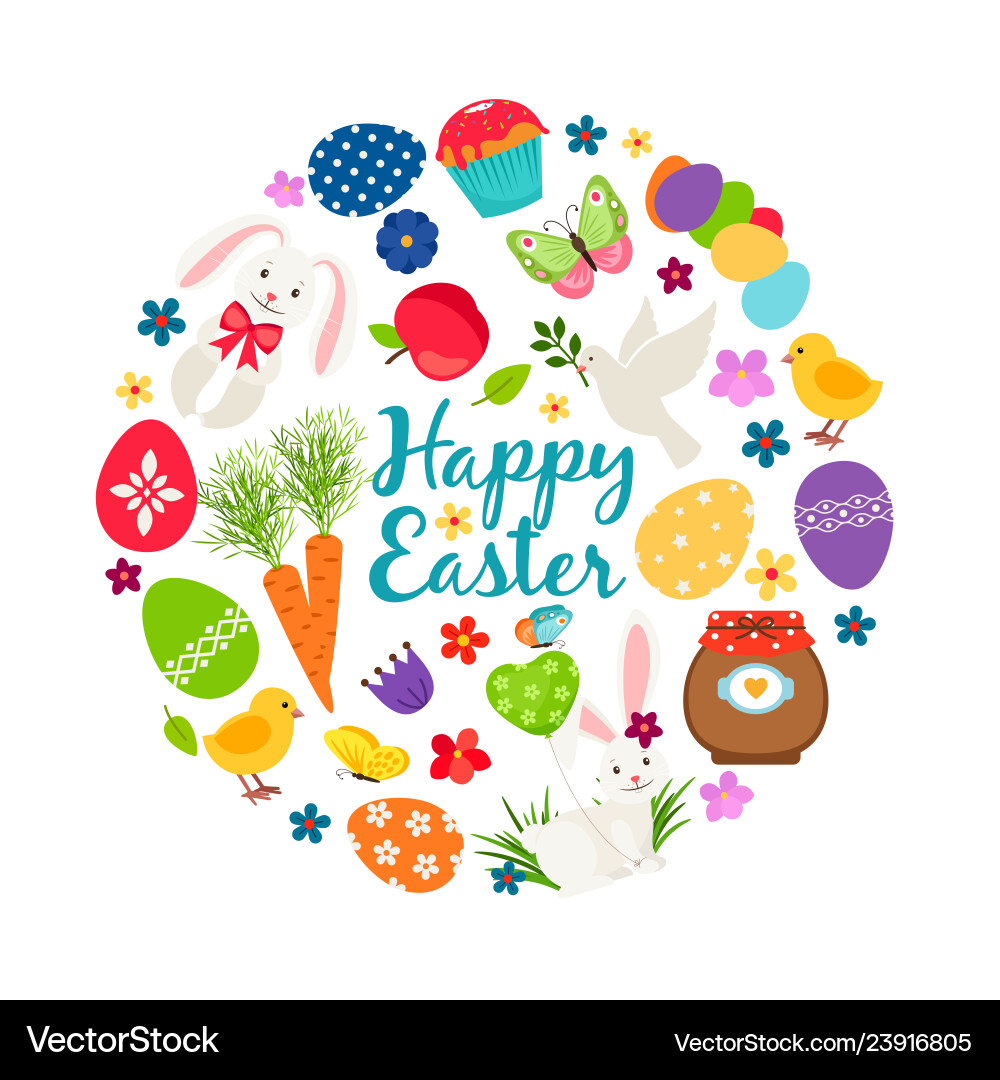 Cartoon spring happy easter printable Cartoon spring happy easter printable vector image