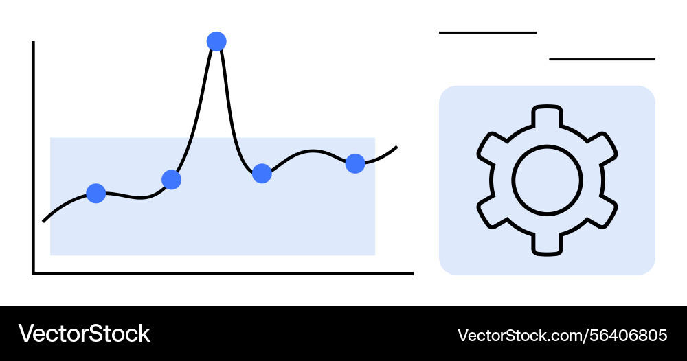 Data analytics graph with progress trends and gear Data analytics graph with progress trends and gear Vector Image