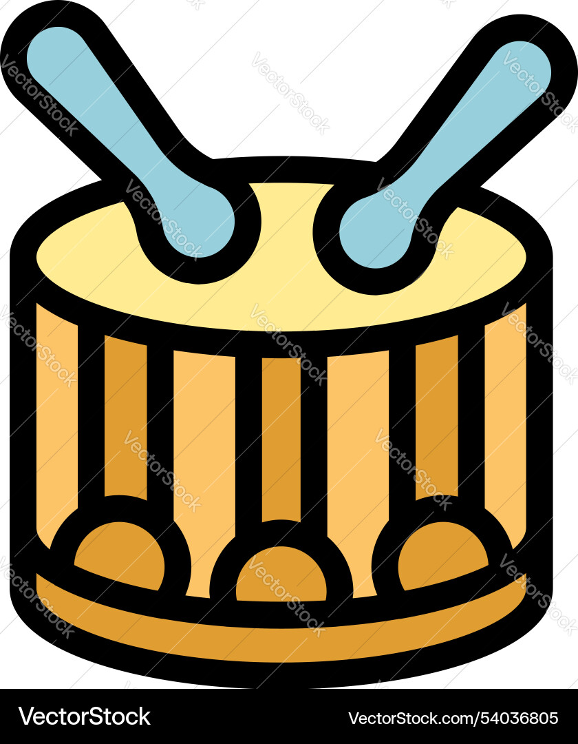 Drum with sticks striking surface creating sound Vector Image