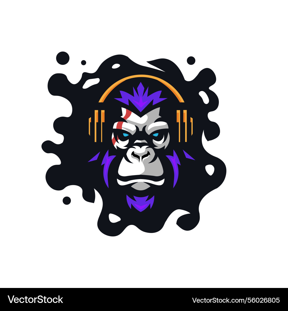 Gorilla king kong monkey wearing headset music Gorilla king kong monkey wearing headset music vector image