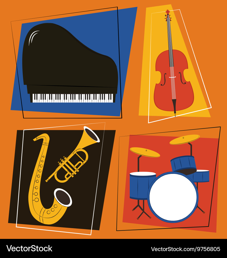 Jazz Ensemble Instruments Vector Image