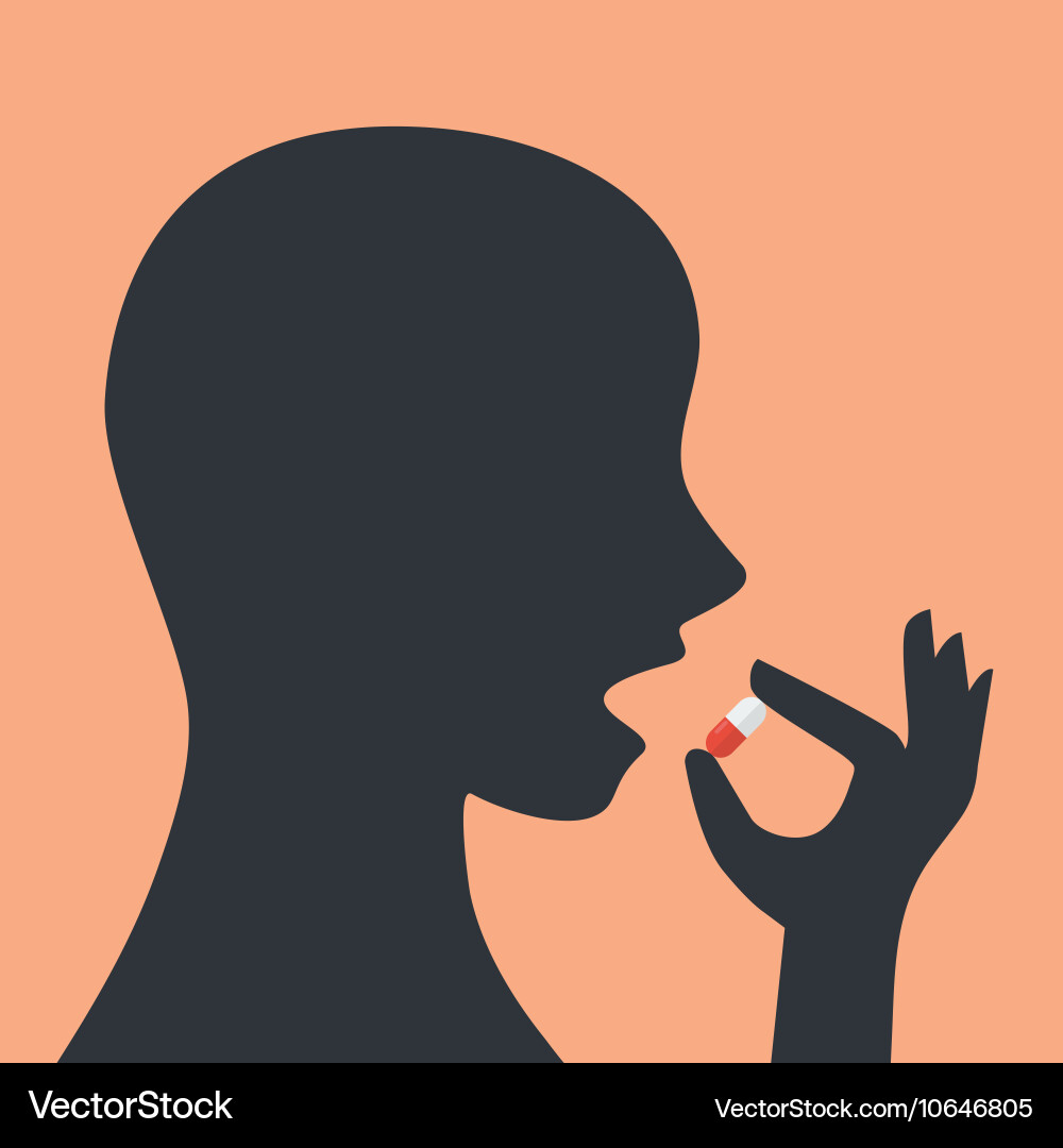 Taking the medicine capsule Royalty Free Vector Image