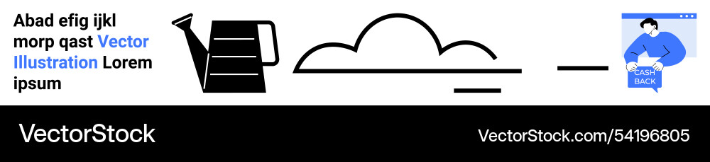 Watering can and cloud with learn more button Watering can and cloud with learn more button vector image