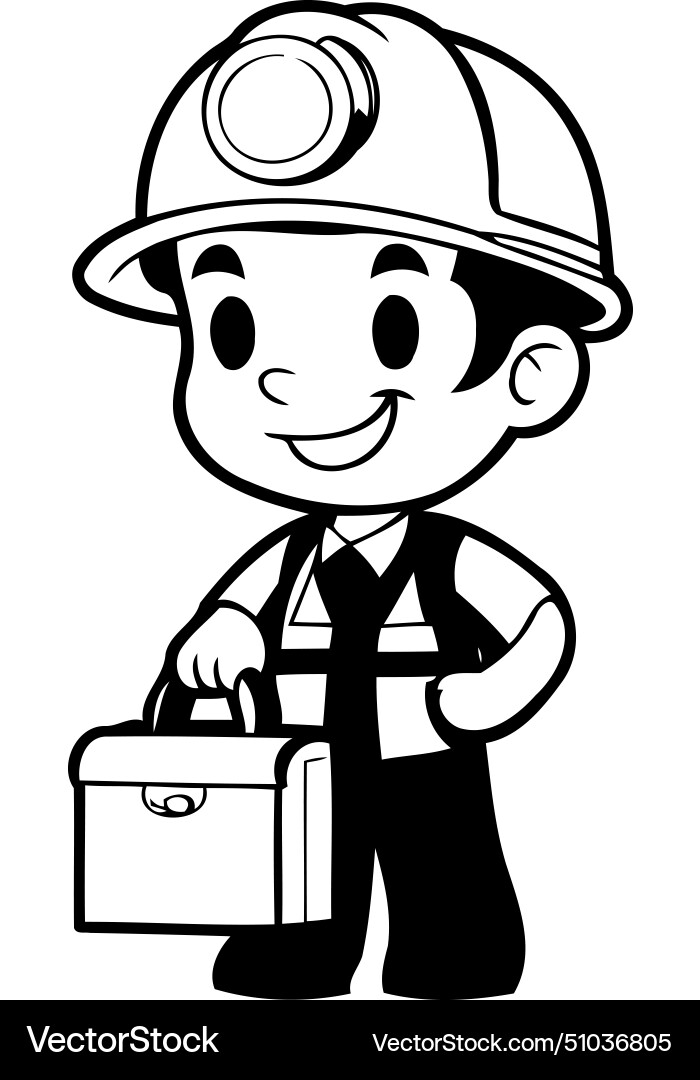 Worker with toolbox character on white background Vector Image