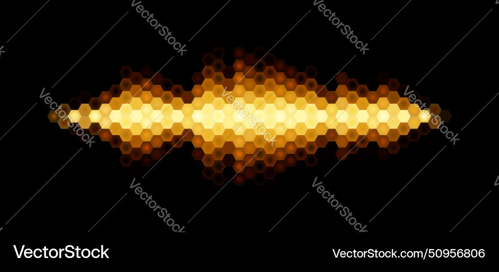 Audio or music shiny sound waveform with hexagonal Audio or music shiny sound waveform with hexagonal Vector Image