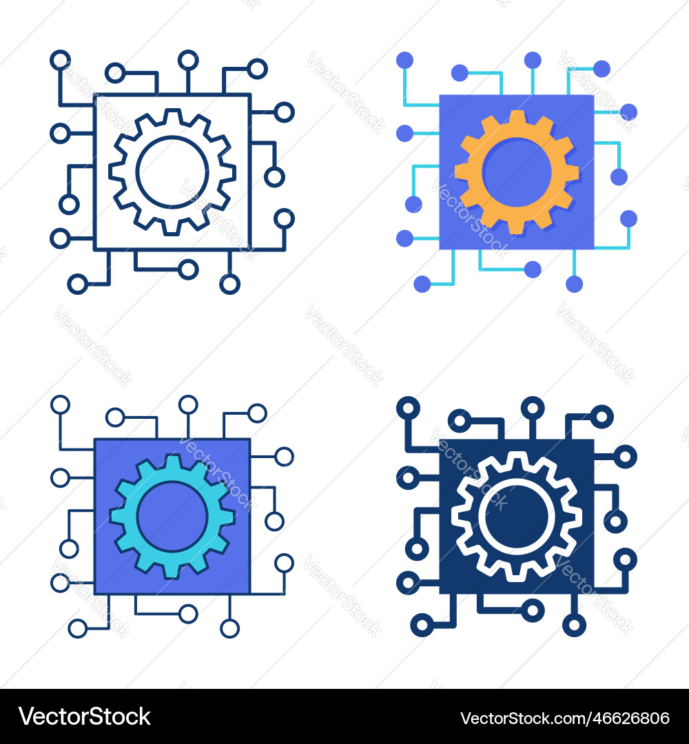 Automation Icon Set - Cog & System vector image