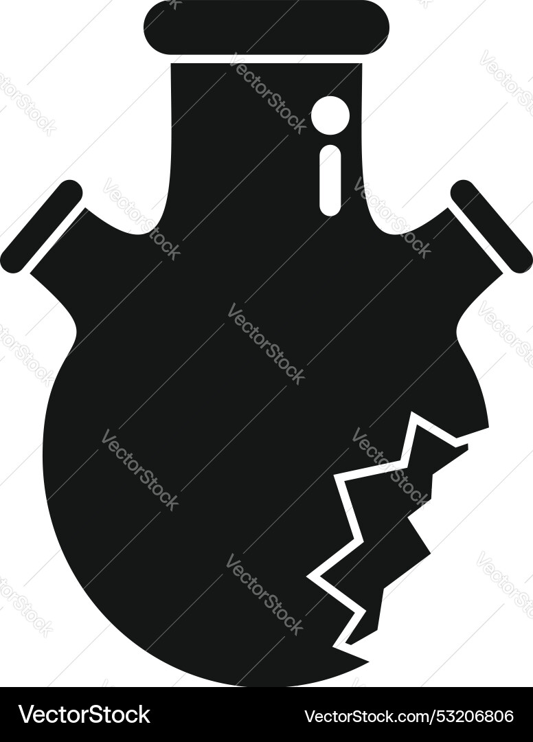 Broken chemical flask icon representing a failed Vector Image