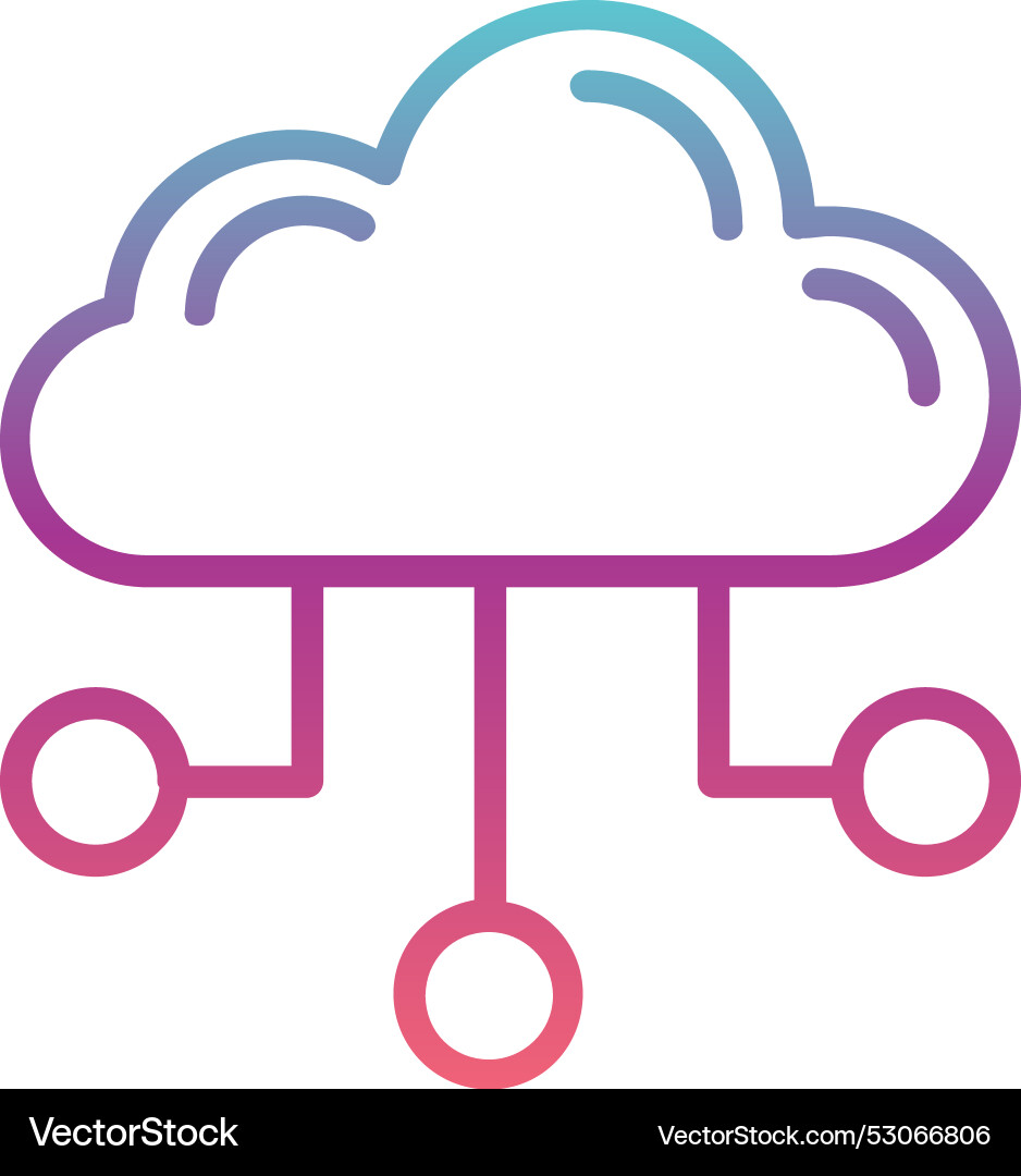 Computing cloud line gradient design vector image