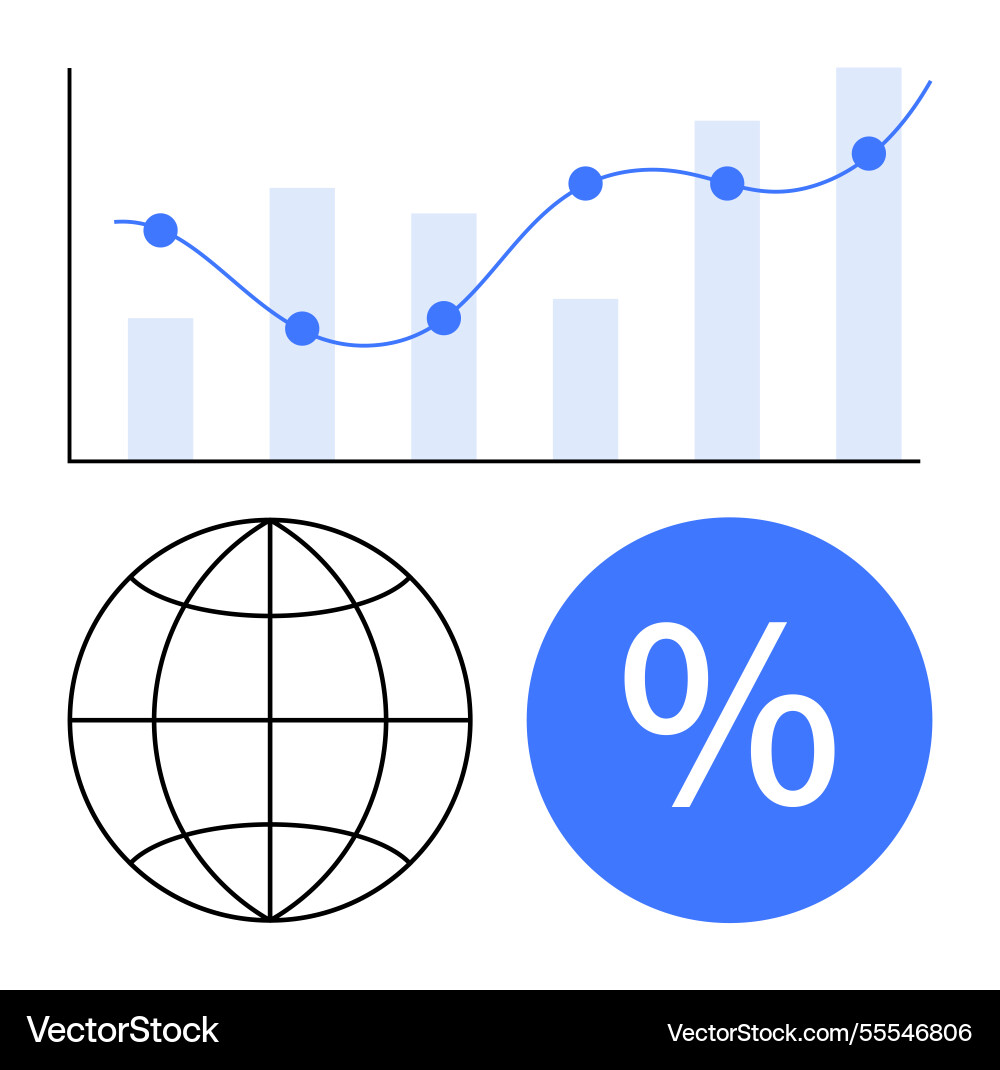 Global business data analysis with growth chart Global business data analysis with growth chart vector image