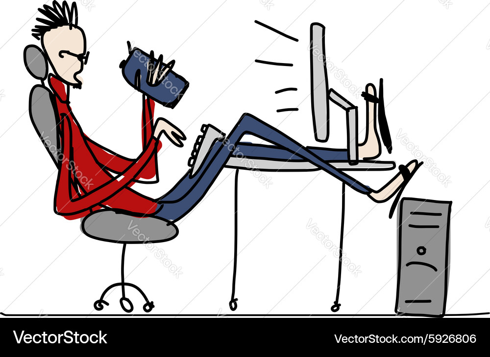 Programmer at work sketch for your design Vector Image