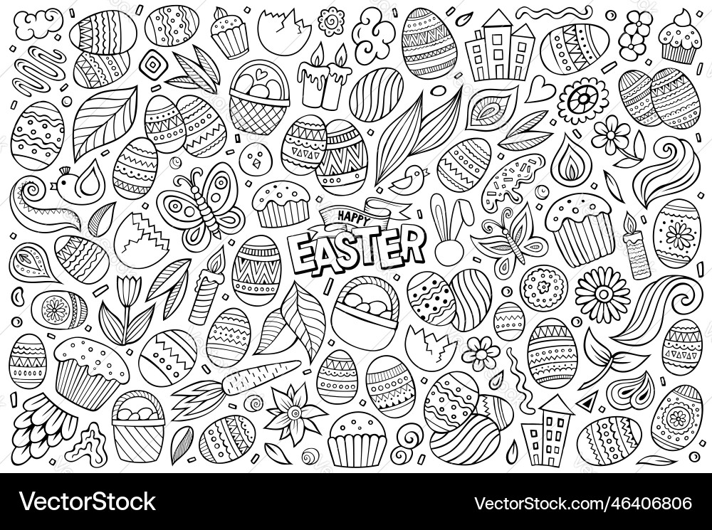Set of easter theme items objects and symbols Set of easter theme items objects and symbols vector image