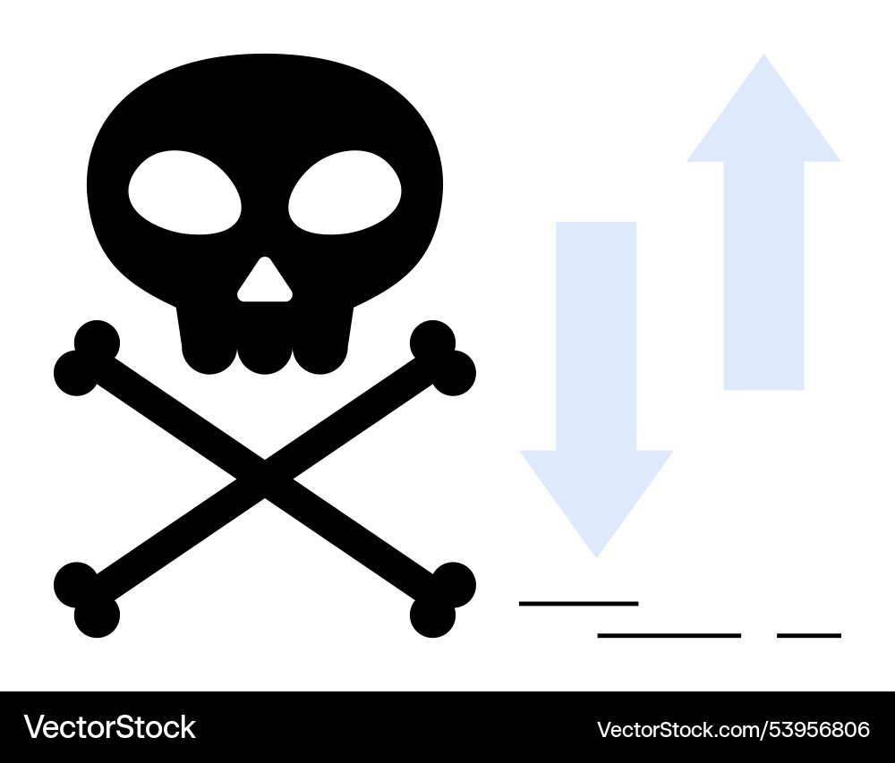 Skull and crossbones with computational arrows vector image