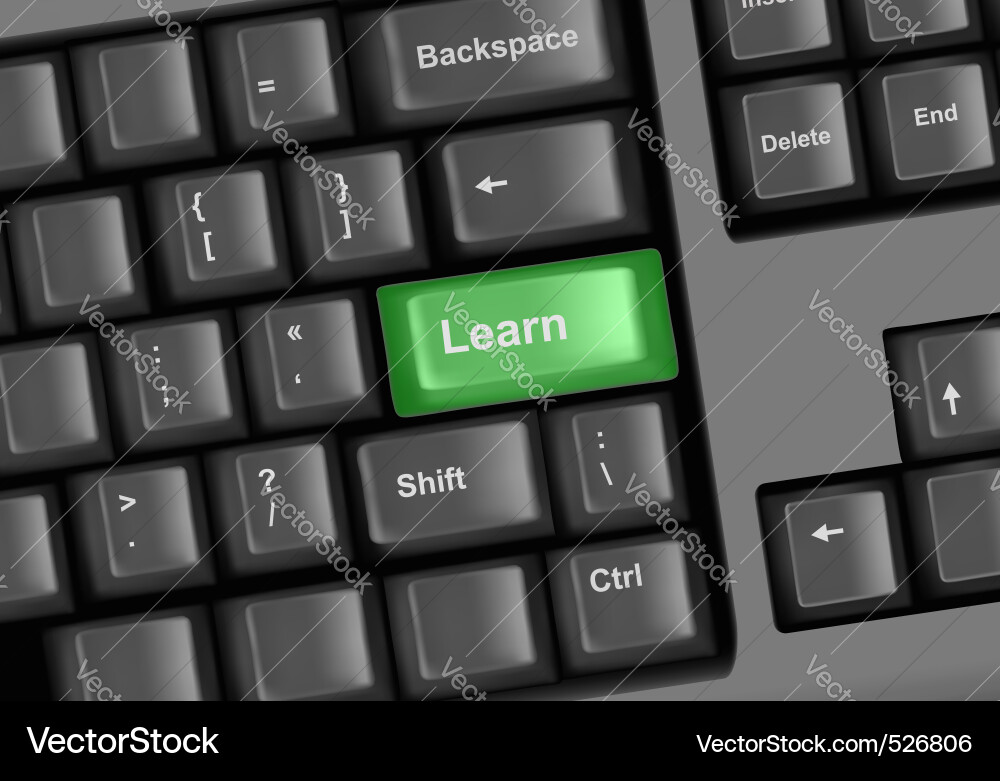 Tastatur mit grünem Lernknopf Vektorbild