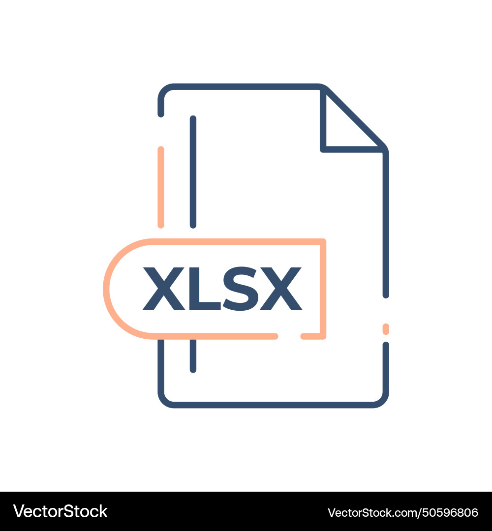 Xlsx file format icon extension line Vector Image