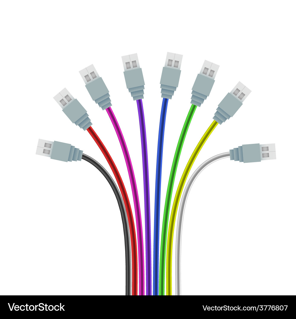 Colorful usb plugs isolated on white Royalty Free Vector