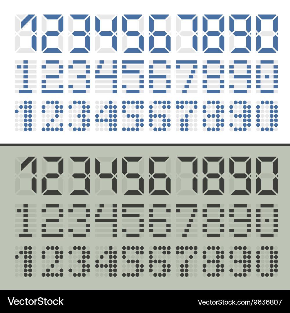 Digital Numbers - Display Font Set vector image