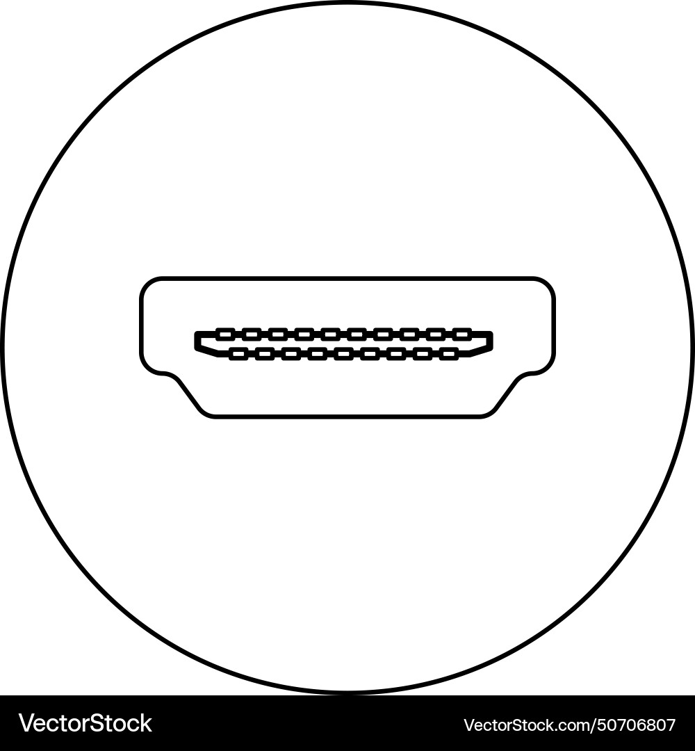 Hdmi port socket icon in circle round black color vector image