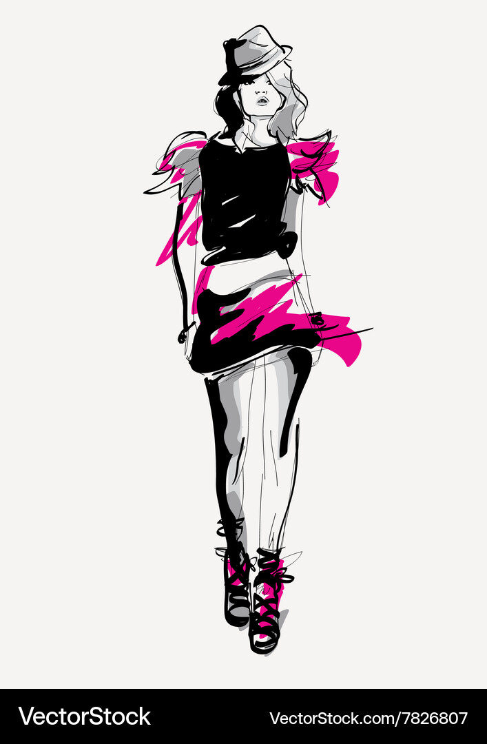 Mode Sketch einer Frau Vektorbild