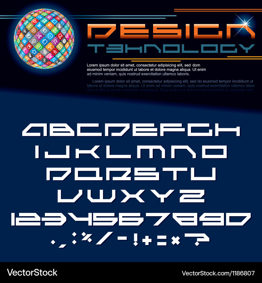 Modern Technology Font Display vector image