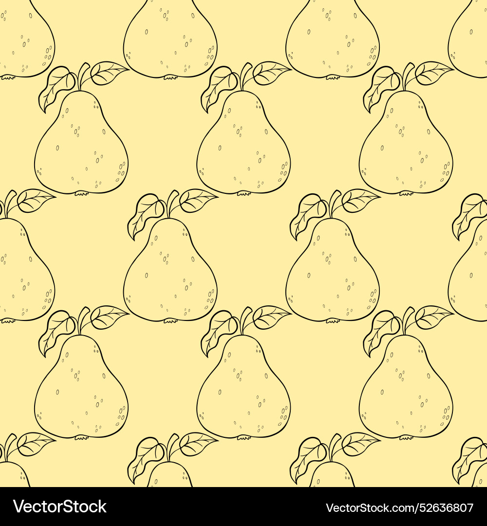 Seamless pattern with outline stroke pear Vector Image