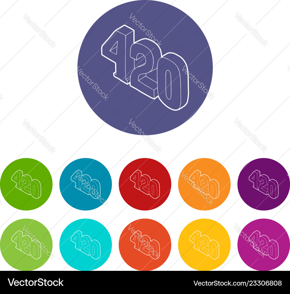 420 cannabis smoking time icons set color 420 cannabis smoking time icons set color vector image