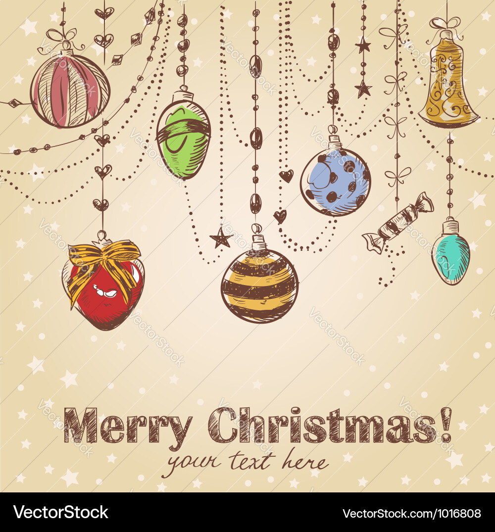 Christmas Festive Hand Drawn Postcard Vector Image